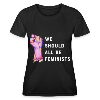 Wir sollten alle Feministinnen sein - Frauen Funktions-T-Shirt - Schwarz - Vorne - AI Model Female 172 light (172cm)