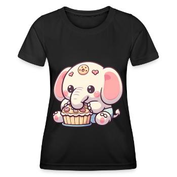 Elefanten backen ele-bake-tion Kinderoberteil - Frauen Funktions-T-Shirt - Schwarz - Vorne - AI Model Female 172 light (172cm)