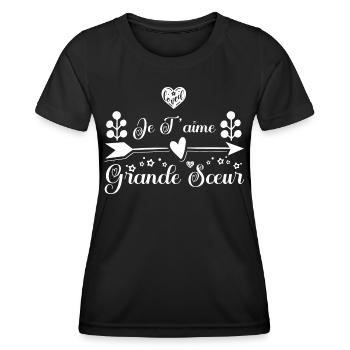 Je t'aime grande sœur. cadeau grande sœur. soeur. - T-shirt sport Femme - noir - Devant - AI Model Female 172 light (172cm)