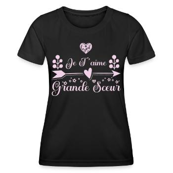 Je t'aime grande sœur. cadeau grande sœur. soeur. - T-shirt sport Femme - noir - Devant - AI Model Female 172 light (172cm)