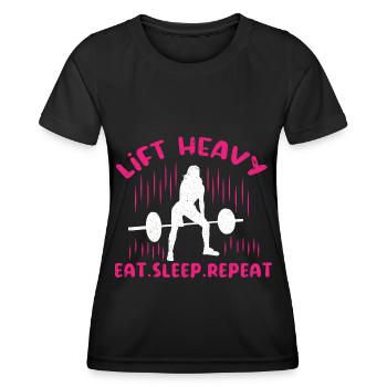 Fitness Krafttraining Kraftdreikampf Gewichtheben - Frauen Funktions-T-Shirt - Schwarz - Vorne - AI Model Female 172 light (172cm)