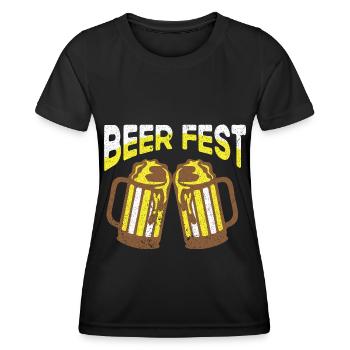 Beer Beer Drinker Party Alcohol Freshly Tapped - Women's Functional T-Shirt - black - Front - AI Model Female 172 light (172cm)