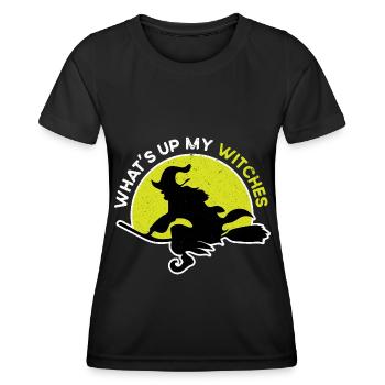 Halloween balai équitation balai sorcière - T-shirt sport Femme - noir - Devant - AI Model Female 172 light (172cm)