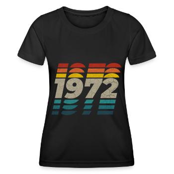 50e anniversaire, 1972. Anniversary grunge - T-shirt sport Femme - noir - Devant - AI Model Female 172 light (172cm)