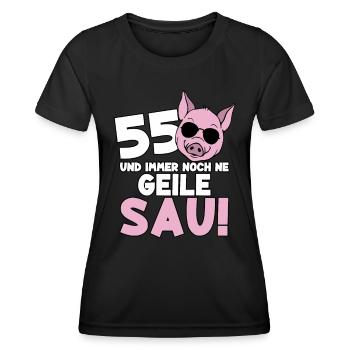 55 Jahre Geile Sau Birthday 55. Geburtstag - Frauen Funktions-T-Shirt - Schwarz - Vorne - AI Model Female 172 light (172cm)