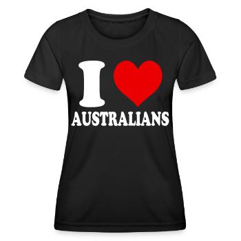 I Love Australians Heart Funny Witty - Women's Functional T-Shirt - black - Front - AI Model Female 172 light (172cm)