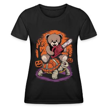 Halloween Teddy Bear Turtle Chainsaw - Women's Functional T-Shirt - black - Front - AI Model Female 172 light (172cm)