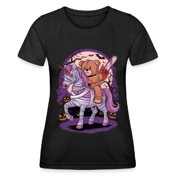 Halloween Teddy Bear Unicorn Chainsaw - Women's Functional T-Shirt - black - Front - AI Model Female 172 light (172cm)