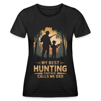 Père Fils Chasse Chasse Fête des pères - T-shirt sport Femme - noir - Devant - AI Model Female 172 light (172cm)