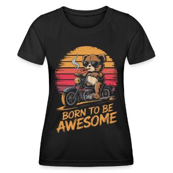 Teddy bear with sunglasses riding motorcycle vintage - Women's Functional T-Shirt - black - Front - AI Model Female 172 light (172cm)