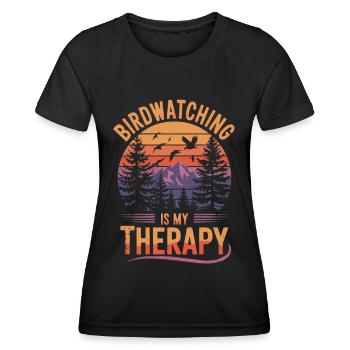 Ornithologue Ornithologue Oiseaux Randonnée Camping - T-shirt sport Femme - noir - Devant - AI Model Female 172 light (172cm)