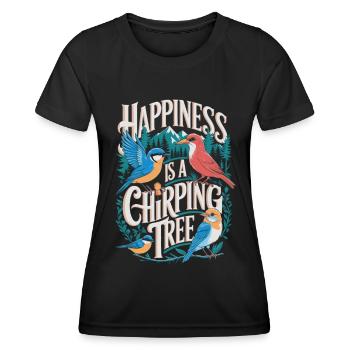 Ornithologue Ornithologue Oiseaux Randonnée Camping - T-shirt sport Femme - noir - Devant - AI Model Female 172 light (172cm)
