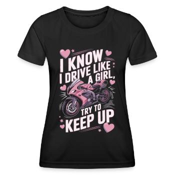 Rennmotorrad lustiger Spruch Frauen - Frauen Funktions-T-Shirt - Schwarz - Vorne - AI Model Female 172 light (172cm)