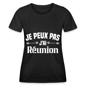 je peux pas j ai Réunion - T-shirt sport Femme - noir - Devant - AI Model Female 172 light (172cm)