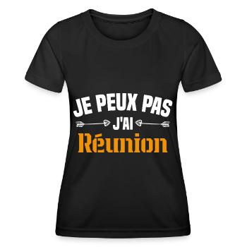 je peux pas j ai Réunion - T-shirt sport Femme - noir - Devant - AI Model Female 172 light (172cm)