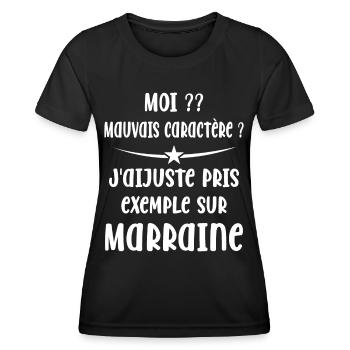 Mauvais Caractère Marraine - T-shirt sport Femme - noir - Devant - AI Model Female 172 light (172cm)