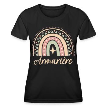 Cadeau Armurière. Boho Rainbow armurière. - T-shirt sport Femme - noir - Devant - AI Model Female 172 light (172cm)