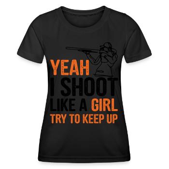 Trapschießen - Frauen Funktions-T-Shirt - Schwarz - Vorne - AI Model Female 172 light (172cm)