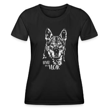 Loved by a Vlcak Hundespruch Wolfhunde Wilsigns - Frauen Funktions-T-Shirt - Schwarz - Vorne - AI Model Female 172 light (172cm)