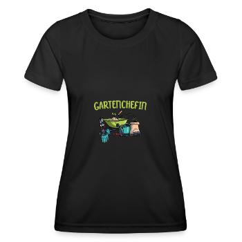 Gartenchefin Gärtnerin Hobbygärtnerin Geschenk - Frauen Funktions-T-Shirt - Schwarz - Vorne - AI Model Female 172 light (172cm)