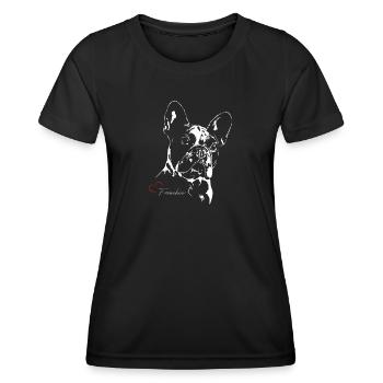 coeur FRENCHIE PORTRAIT - T-shirt sport Femme - noir - Devant - AI Model Female 172 light (172cm)