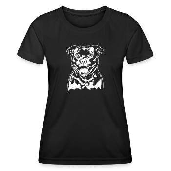 Staffordshire Bull Terrier Portrait Chiens Wilsigns - T-shirt sport Femme - noir - Devant - AI Model Female 172 light (172cm)