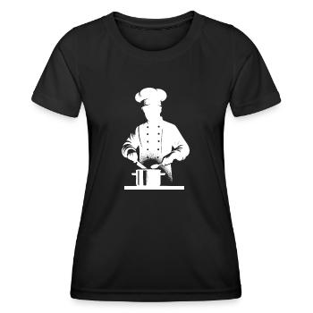 Küchenkoch und Hobbykoch Silhouette Portrait - Frauen Funktions-T-Shirt - Schwarz - Vorne - AI Model Female 172 light (172cm)