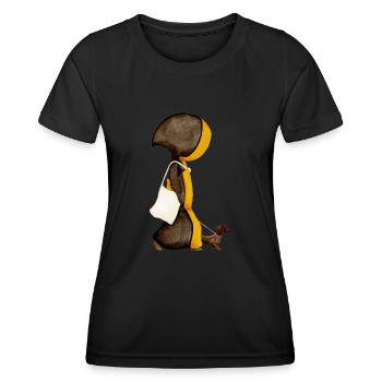 Münchner Kindl avec sac de jute et teckel - T-shirt sport Femme - noir - Devant - AI Model Female 172 light (172cm)