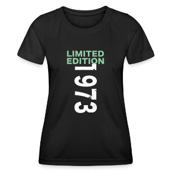 Édition limitée 1973 - T-shirt sport Femme - noir - Devant - AI Model Female 172 light (172cm)