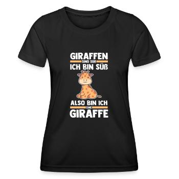 Giraffe Giraffen - Frauen Funktions-T-Shirt - Schwarz - Vorne - AI Model Female 172 light (172cm)