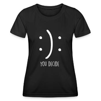 Visage heureux Visage triste Je souris Tu décides - T-shirt sport Femme - noir - Devant - AI Model Female 172 light (172cm)