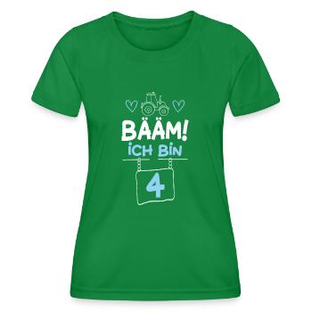 Bääm I'm 4 Tractor - Women's Functional T-Shirt - kelly green - Front - AI Model Female 172 dark (172cm)