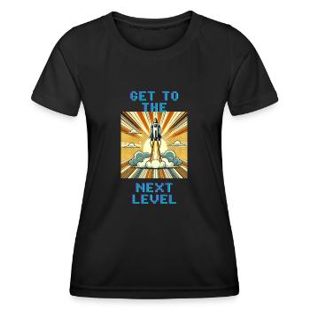 get to the next level - Frauen Funktions-T-Shirt - Schwarz - Vorne - AI Model Female 172 light (172cm)