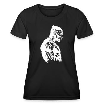 Tribal Boxer / Fighter Logo Tattoo Design - T-shirt sport Femme - noir - Devant - AI Model Female 172 light (172cm)