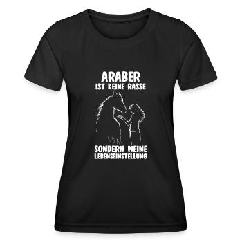 Pferd Reitsport Reiten Pferdesport Araber - Frauen Funktions-T-Shirt - Schwarz - Vorne - AI Model Female 172 light (172cm)