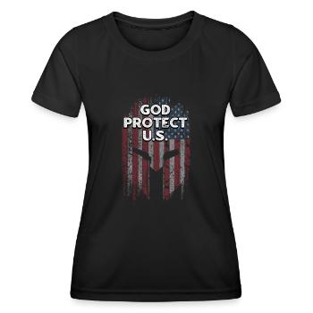 Gott beschütze die USA 4. Juli Unabhängigkeit Vierter - Frauen Funktions-T-Shirt - Schwarz - Vorne - AI Model Female 172 light (172cm)