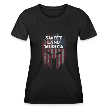 Süßes Land Murica Patriotischer Amerikanischer Patriotismus - Frauen Funktions-T-Shirt - Schwarz - Vorne - AI Model Female 172 light (172cm)