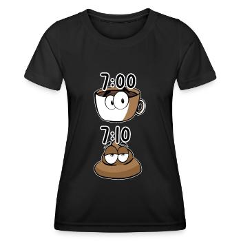 KAFFEE KACKEN KACKE MORGENSCHISS - Frauen Funktions-T-Shirt - Schwarz - Vorne - AI Model Female 172 light (172cm)