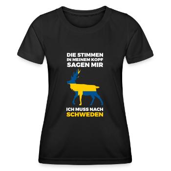 Schweden Schwedisch Skandinavien - Frauen Funktions-T-Shirt - Schwarz - Vorne - AI Model Female 172 light (172cm)