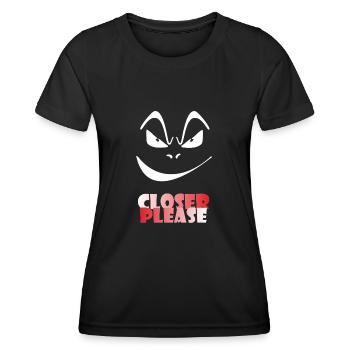 Just a little closer please, komm näher bitte - Frauen Funktions-T-Shirt - Schwarz - Vorne - AI Model Female 172 light (172cm)