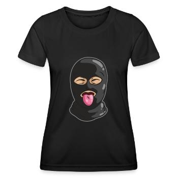 Freundlicher Dieb Maske Zunge Bank Räuber Gangster - Frauen Funktions-T-Shirt - Schwarz - Vorne - AI Model Female 172 light (172cm)