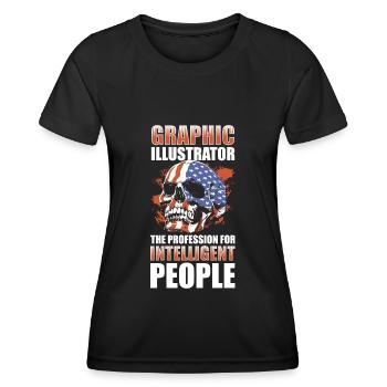 Illustrateur Dessinateur Graphiste Artiste - T-shirt sport Femme - noir - Devant - AI Model Female 172 light (172cm)