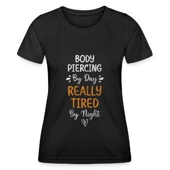 Piercing Stechen Körperschmuck Stecker - Frauen Funktions-T-Shirt - Schwarz - Vorne - AI Model Female 172 light (172cm)