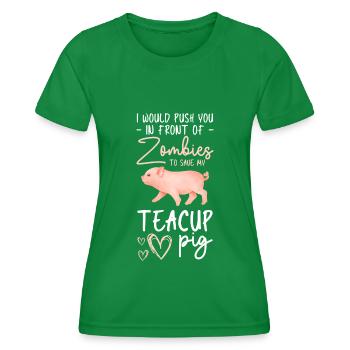 Teacup Pig Piggy Breeder - Women's Functional T-Shirt - kelly green - Front - AI Model Female 172 dark (172cm)