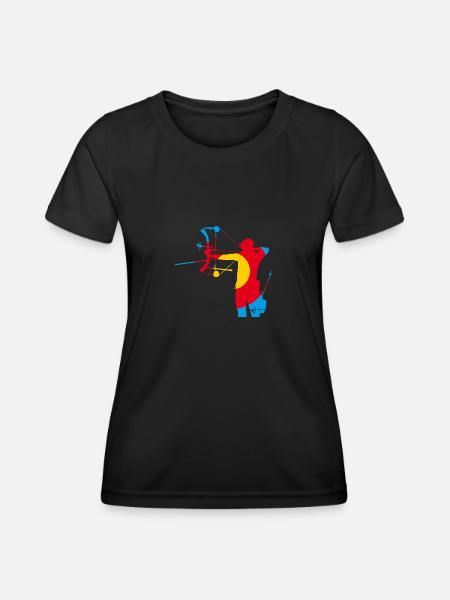 Compound Archery Silhouette - Frauen Funktions-T-Shirt - Schwarz