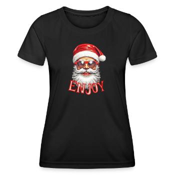 Père Noël profiter - T-shirt sport Femme - noir - Devant - AI Model Female 172 light (172cm)