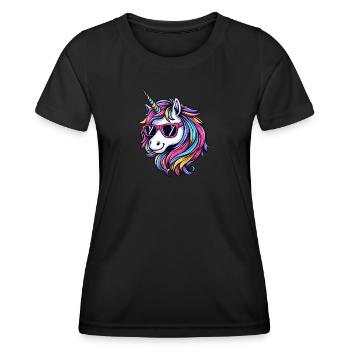 Cool unicorn with sunglasses - Women's Functional T-Shirt - black - Front - AI Model Female 172 light (172cm)