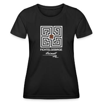 Fichtelgebirgs-Labyrinth - Frauen Funktions-T-Shirt - Schwarz - Vorne - AI Model Female 172 light (172cm)