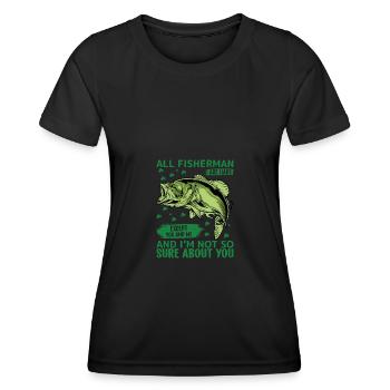 Tous les pêcheurs sont des menteurs, sauf vous et moi, et ic - T-shirt sport Femme - noir - Devant - AI Model Female 172 light (172cm)