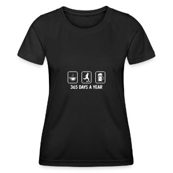 365 Tage im Jahr - Bier - Fußball spielender Mann - Frauen Funktions-T-Shirt - Schwarz - Vorne - AI Model Female 172 light (172cm)
